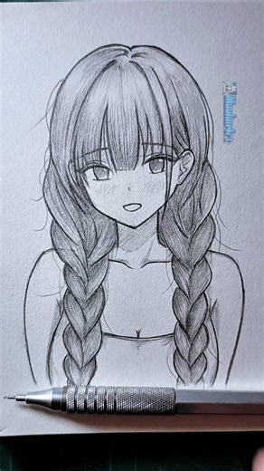 how i draw anime with two braids #drawing #manga #anime #howtodraw #art #tutorial