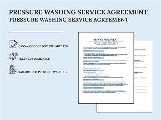 Pressure Washing Service Agreement | Canva + Google Doc + Fillable PDF - Etsy