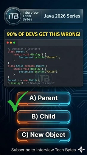 #59 Static Methods don't Override?! 😱 Java Interview Ep. 4 #java #shorts #coding
