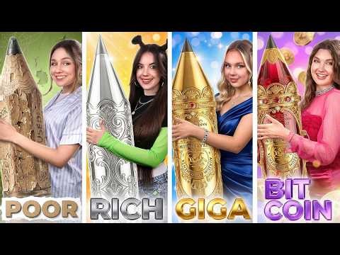 New Student is Bitcoin Girl! Rich vs Poor vs Giga Rich vs Luxury Girl