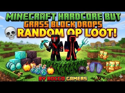 Minecraft Hardcore But Grass Block Drop Random OP Loot! 🤯 || Minecraft But Series #5 || Rocco Gamers