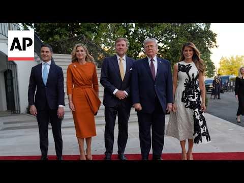 Trump greets Netherlands King Willem-Alexander and Queen Maxima at White House