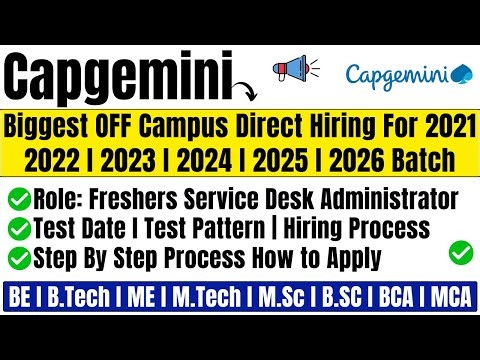 Capgemini Direct Test Hiring | Capgemini Mass Hiring | Off Campus Drive For 2026 | 2025 | 2024 Batch