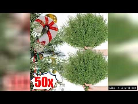 Artificial Cedar Pine Branch DIY Christmas Tree Garland Ornament Plastic Ceder Pine Stems Xmas Weddi