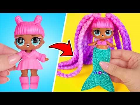 DIY Mermaid Glow-Up! 🐚✨ Glitter Doll Makeover