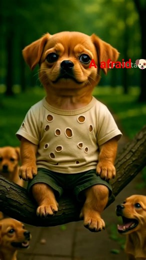 A dog is afraid from other agressive dogs and climbed the tree #viral