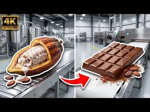 Inside a modern chocolate factory: from fresh harvest to the best chocolate (complete process)