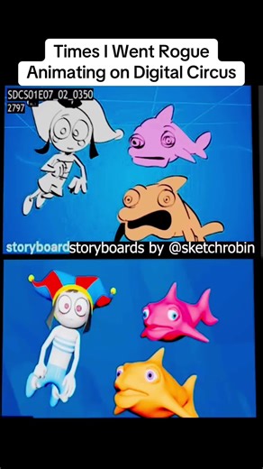At Glitch, we enjoy the privilege of having amazing storyboard artists that provide detailed boards to guide us while animating. However, we often get creative freedom to throw in our own ideas 👀 #animation #animator #cg #behindthescenes #digitalcircus
