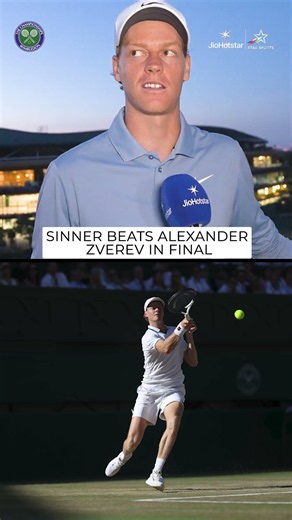 Jannik Sinner reacts after winning back-to-back #Wimbledon titles