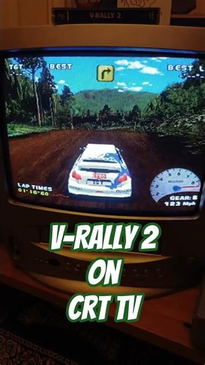 V-Rally 2 (PS1) on a CRT TV - Track Editor and Rally Gameplay