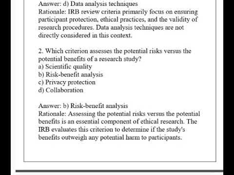 CITI TRAINING IRB PROTOCOL REVIEW COMPLETED EXAM w/ RATIONALES 2026 (Complete And Verified Study