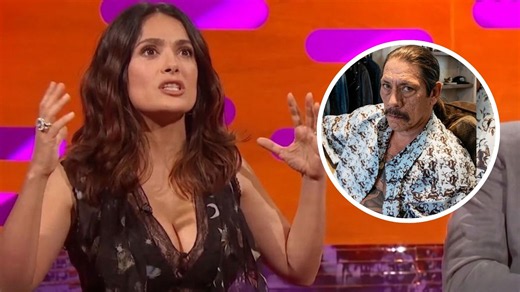 Danny Trejo ripped off his shirt to reveal a tattoo of Salma Hayek - "That's a picture of you, honey"
