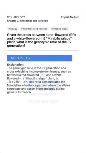 F2 Genotypic Ratio in Mirabilis jalapa Inheritance and Variation Biology