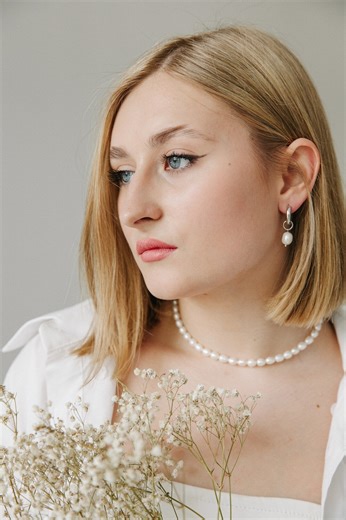 Baroque Pearl Necklace Set, Wedding Pearl Choker, Pearl Drop Earrings, Bridesmaids Jewelry, Gift for Bride - Etsy