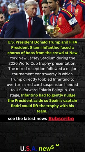 Trump Booed at 2026 World Cup Final Ceremony #shorts #USA #NEWS