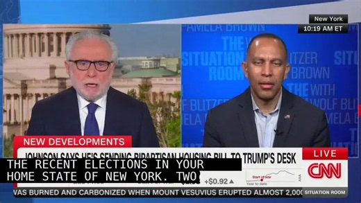 CNN's Wolf Blitzer Hits Hakeem Jeffries with Clips Calling Out His Leadership