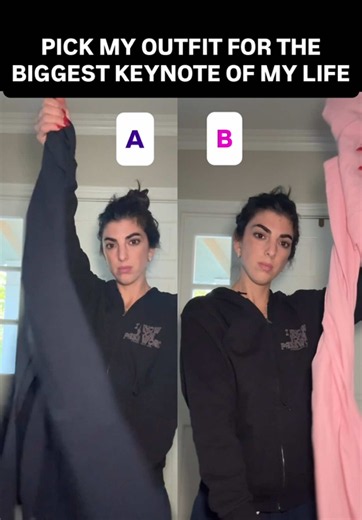 Help me pick!! A or B for the biggest keynote I’ve ever done 👀 wait for the end… where do you think I’m speaking?!