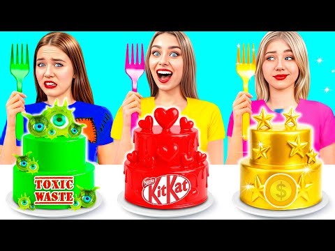 ريتش مقابل بروك مقابل تحدي غيغا للأغذية الغنية | مواقف طعام مضحكة Jelly DO Challenge