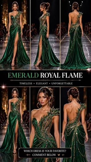 Custom Emerald Couture Runway Dress ✨ Luxury Fashion Show