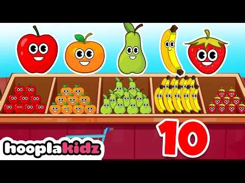 Ten Little Fruits Jumping - Numbers Song | Kids Songs | HooplaKidz