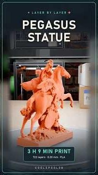 Pegasus statue 3D print timelapse (3 hours)