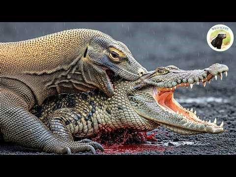 when monsters collide: komodo dragon attacks crocodile | animal fights