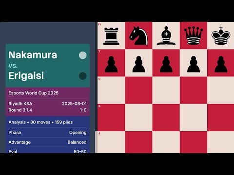 Nakamura vs Erigaisi — Esports World Cup 2025 (Round 3.1.4)