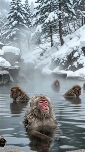 Japan’s Snow Monkeys Relax in Hot Springs! 🐒❄️ | Jigokudani