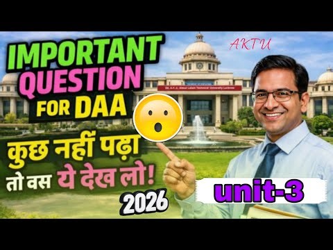 DAA Unit-3 Dynamic Programming | Important Questions | AKTU 2026 #aktuexam #oneshot #2026 #btech
