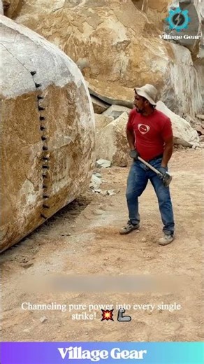 Man vs. Mountain Battle! 💥 Watch These Pro Stone Splitters Crack Massive Boulders by Hand! #stone