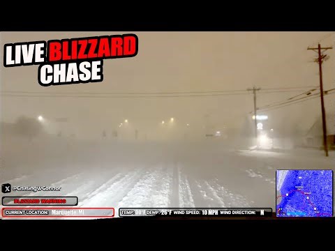 LIVE Michigan Storm Chaser | BLIZZARD WARNING | 65 MPH WIND GUSTS