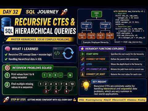 SQL Learning Journey – Day 32 | Recursive CTEs & Hierarchical Queries 🚀