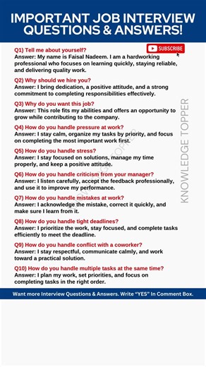 10 Most Common Interview Questions and Answers