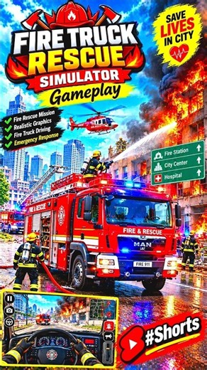 Fire Truck Rescue Simulator 🚒 | Epic Firefighter Mission! #shorts #youtubeshorts #fire #gaming