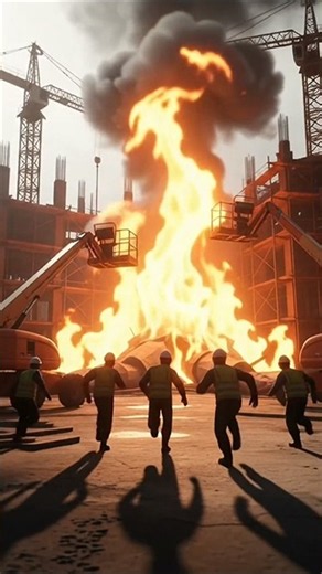 🏗️ Emergency Escape From Construction Site Inferno #shorts #aifilmstudio #aishorts #aivideos