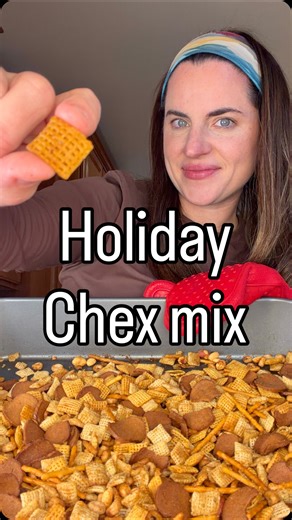 Grandma’s holiday Chex mix! A recipe from my grandmother’s cook book Ingredients: 12 tablespoons salted butter (1&1/2 sticks) 4 tablespoons Worcestershire Sauce 3 teaspoons seasoned salt 1&1/2 teaspoon garlic powder 1 teaspoon onion powder 3 cups Corn Chex cereal 3 cups Rice Chex cereal 2 cups Cheerios 1 cup garlic rye chips 1 cup mixed nuts (optional) 1 cup thin pretzel sticks How to: Heat oven to 250 degrees. Melt butter in large roasting pan. Stir in seasonings. Gradually add cereals, nuts, r