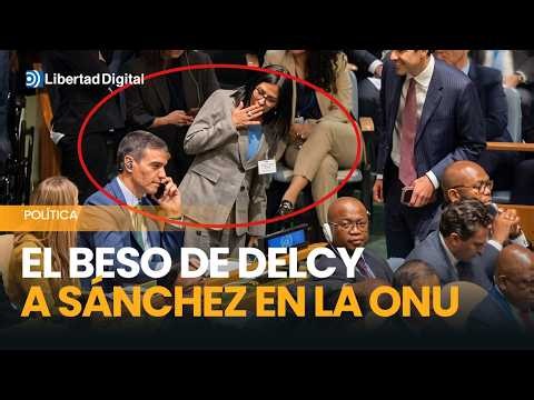 Delcy Rodríguez se levanta para saludar a Pedro Sánchez en la ONU