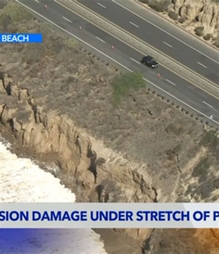 Erosion causes large crack in cliffside alongside PCH in Laguna Beach #breakingnews #socal