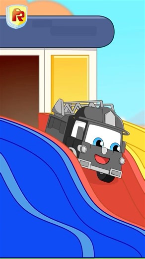 Kids Learn Safety Rules on Slide✨Baby Plays With Street Vehicles | Kids Songs | RoboShorts #shorts