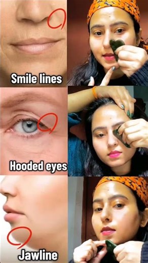 ♨️🤯how toget rid of face wrinkle? face massage guasha,reducedroopy eyelid,sagging cheek #shorts