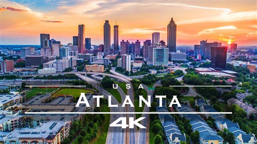Atlanta's skyline and urban landmarks in cinematic 4K