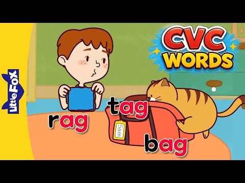CVC Words -ag | Tag on a Bag | Build Words with -ag | Word Family Blending Practice
