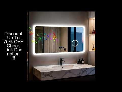 80/100/120/CM LED Bluetooth Bathroom Mirror Touch Antifog with 3X Magnifier Dimmable Date and Time S