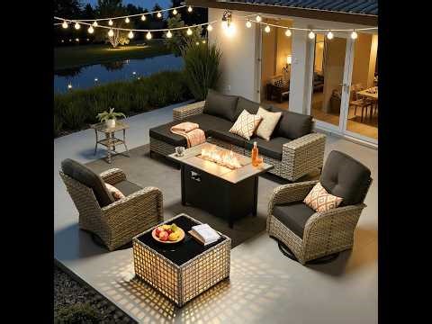 OVIOS 9-Piece Patio Furniture Set Review 🔥 Swivel Chairs + Fire Pit Table + Chaise | Worth It?