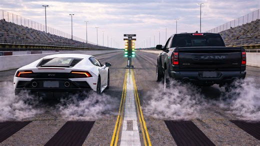 1,000 HP Dodge RAM TRX vs Lamborghini Huracan EVO drag race