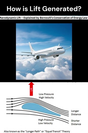 Airplane, How is Lift Generated? Bernoulli’s Principle. #airplane #physics #learning #mechanic