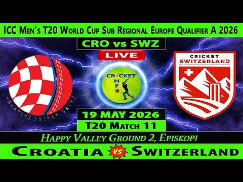 Croatia vs Switzerland | CRO vs SWZ | 11th T20I of T20 World Cup ESR Qualifier A 2026 | SWZ vs CRO