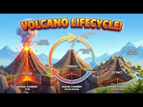 Lifecycle of a Volcano! 🌋 Active, Dormant & Extinct Explained!