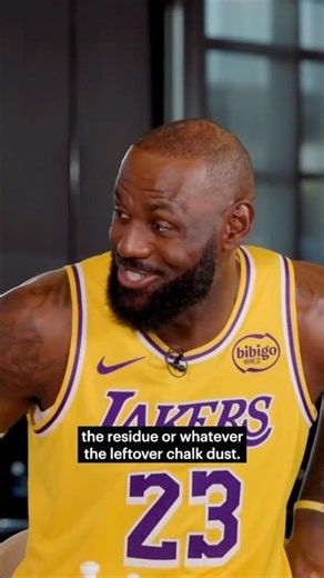 Bron says he doesn’t get chalk dust in his eyes 😭 (via @lakers)