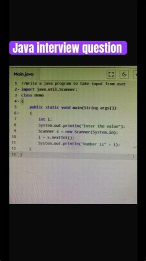 Write a java program to take input from user | java interview question #coding #programming #java